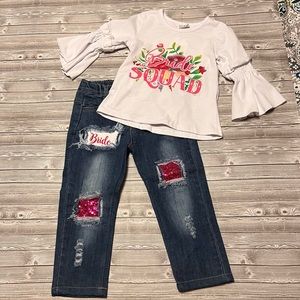 Bride Squad! 2 Piece Top and Jeans. Boutique Style 4T